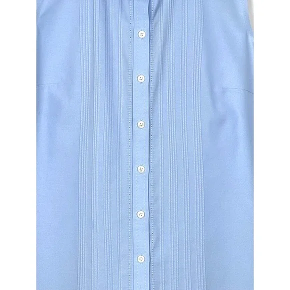 L.L.Bean Sleeveless Shirt Women S Light Blue Excellent Pintuck Wrinkle Resist - Picture 3 of 8